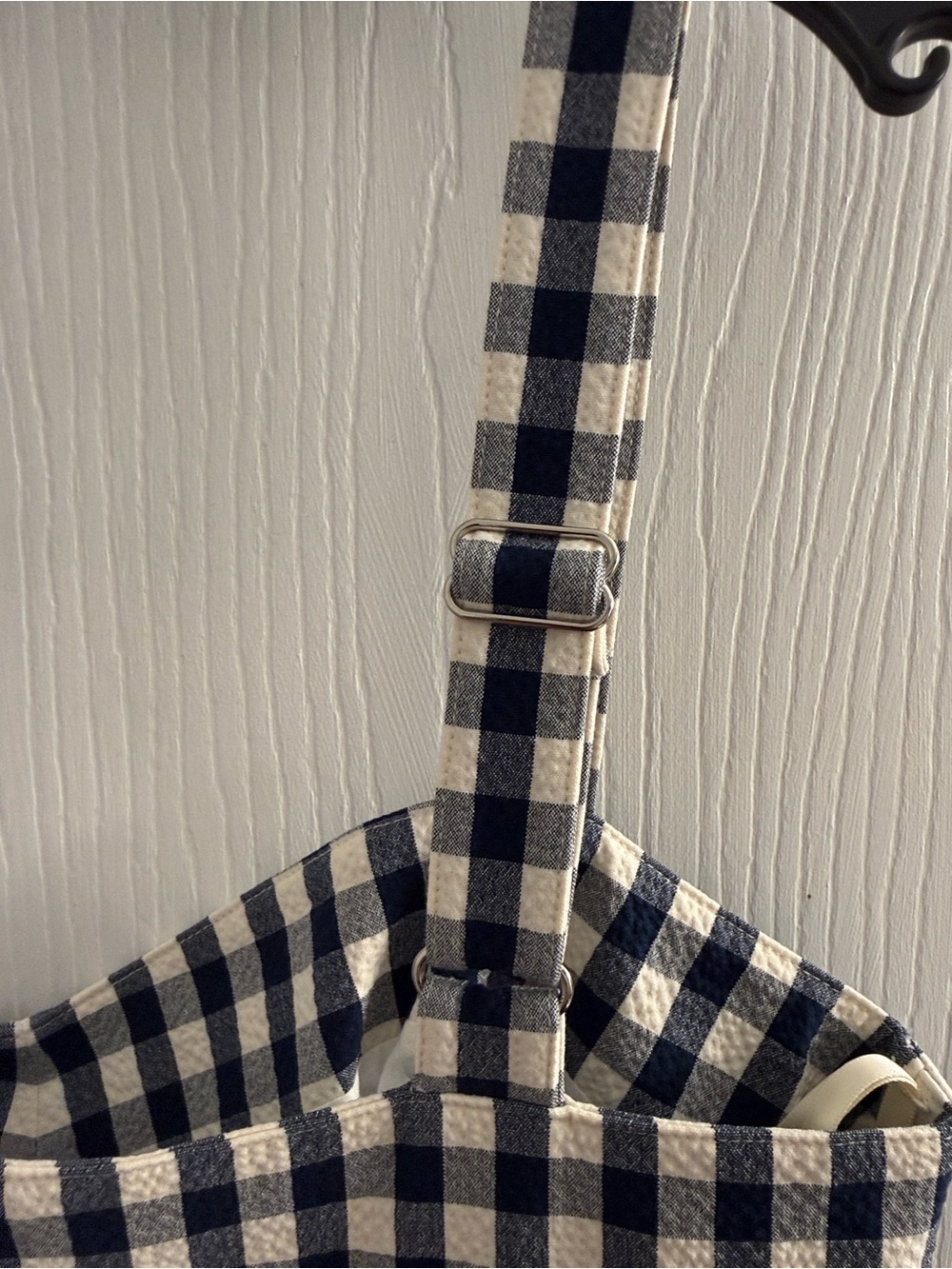 NWT! Veronica Beard Aila Gingham Square-Neck Midi Dress in Navy and White - Picture 8 of 12